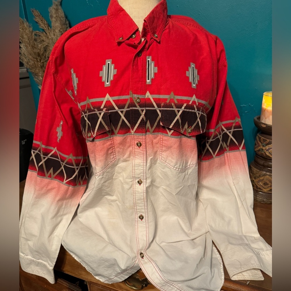 Express Rider Shirt Mens Pearl Snap Southwest Aztec